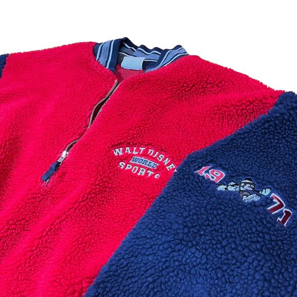 Vintage Disney World Sports Mens 2XL Fleece 1/4 Zip Mickey Mouse Fleece USA Made - Picture 2 of 14